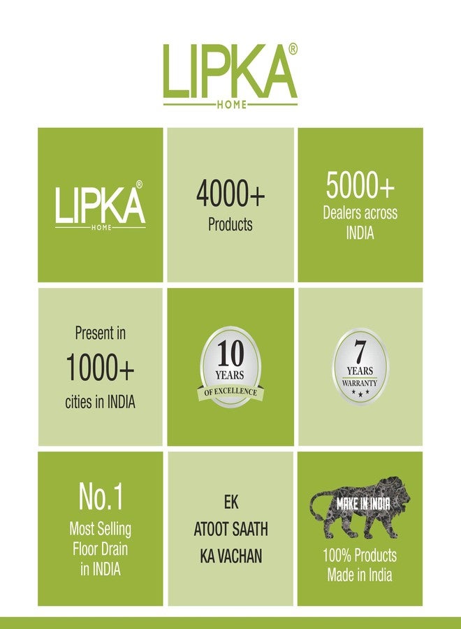 Lipka مصرف أرضي LIPKA Eon مربع الشكل ذو قطع مسطح مع شبكة بسيطة | مصنوع من الفولاذ المقاوم للصدأ الممتاز | 6 × 6 بوصات | مزود بقفل وفتحة | - Image 5